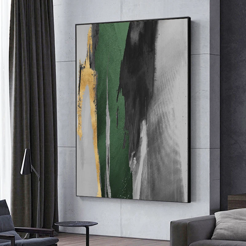 

Modern Abstract Green Gold foil Canvas Poster Print Nordic Home Decor Wall Art Paintings Living Room Mural Decorative Pictures