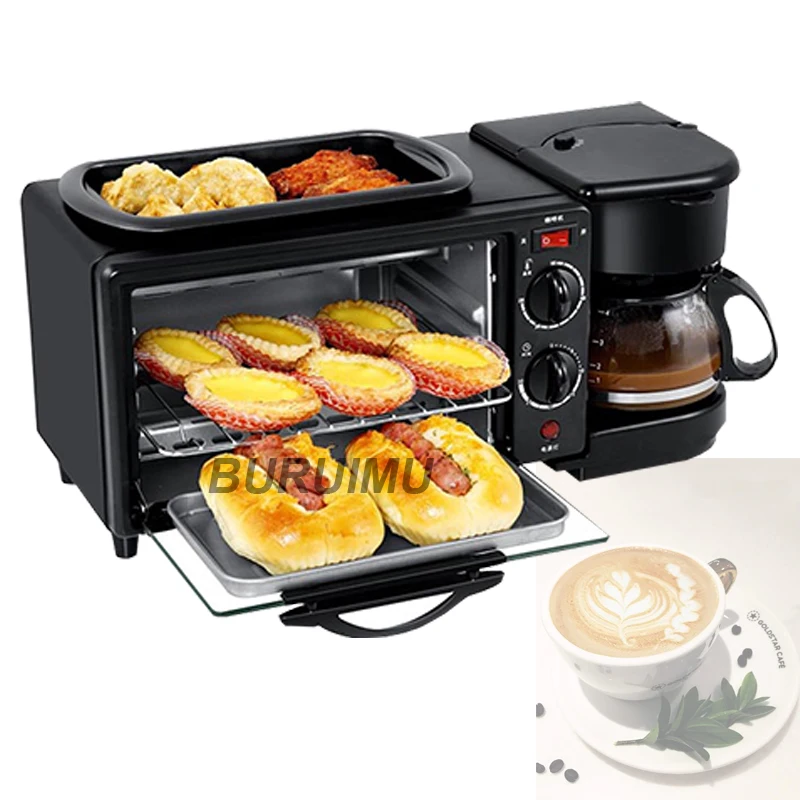 

3 In 1 Electric Breakfast Machine 220V Toaster Oven Home Coffee Maker Pizza Egg Tart Oven Frying Pan Bread Maker