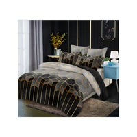 nordic minimalist luxury style golden geometric pattern quilt cover super double plus size bed with pillowcase