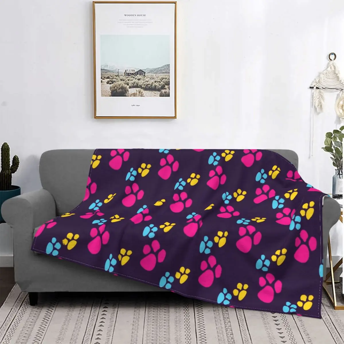 

Dog Footprint Pattern Blanket Paw Pet Plush Warm Soft Flannel Fleece Throw Blankets For Sofa BedSheet Quilt Travel Art Outlet