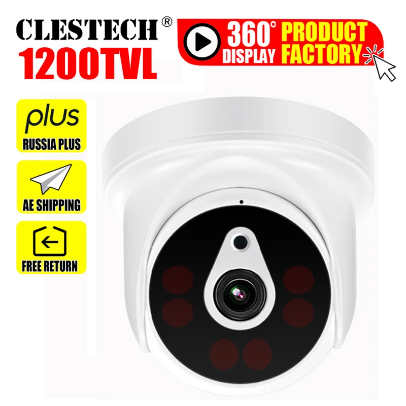 

Wholesale 6led Array 1200tvl hd CCTV Camera indoor dome nano infrared Night Vision home color security Surveillance vidicon