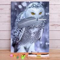 bird owl animal printed water soluble canvas 11ct cross stitch full kit embroidery dmc threads handicraft mulina