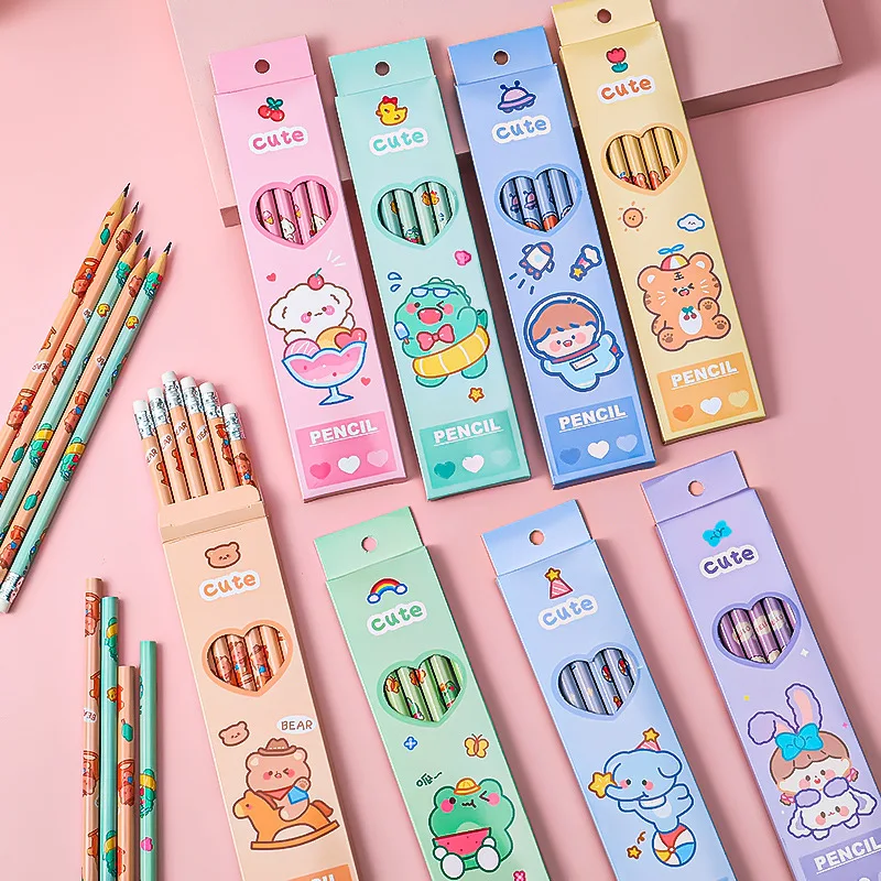 Милый карандаш с мультяшным рисунком 6 шт./кор. HB карандаши животными Kawaii школьные