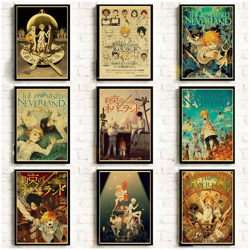 

Vintage Poster Art Prints The Promised Neverland Anime Retro Posters Yakusoku No Neverland Norman Emma Wall Picture Home Decor