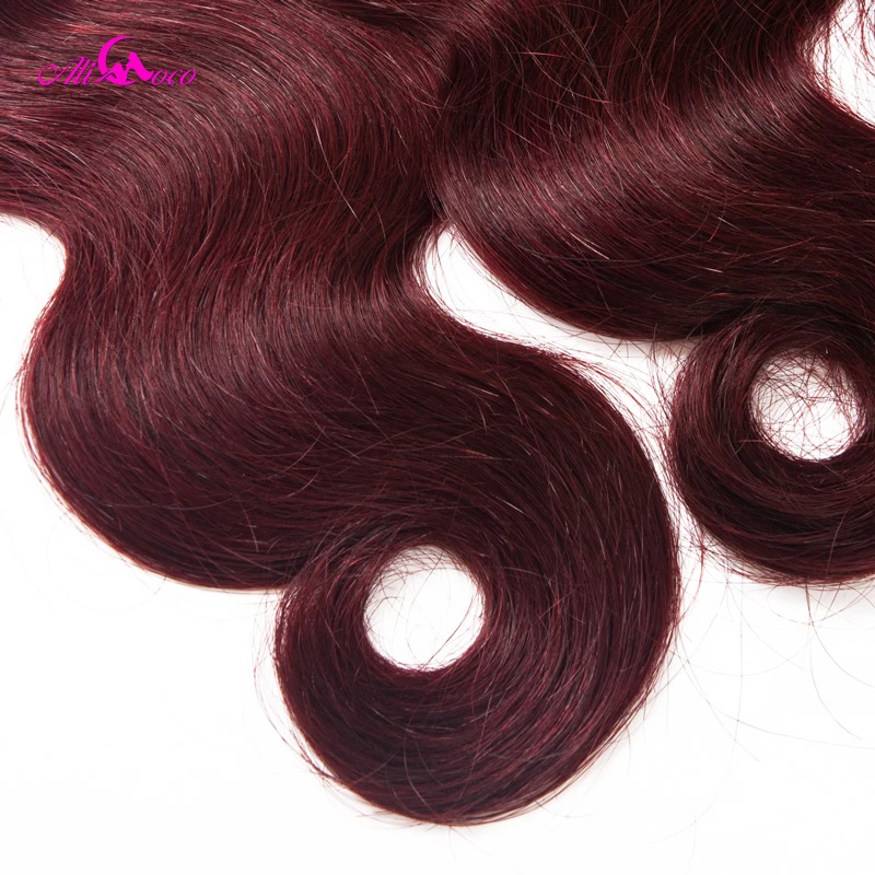 

Ali Coco Brazilian Body Wave With Lace Closure 1B/99J 12-28 Inch 100% Human Hair Bundles Omber Remy Hair Closure With Baby Hair