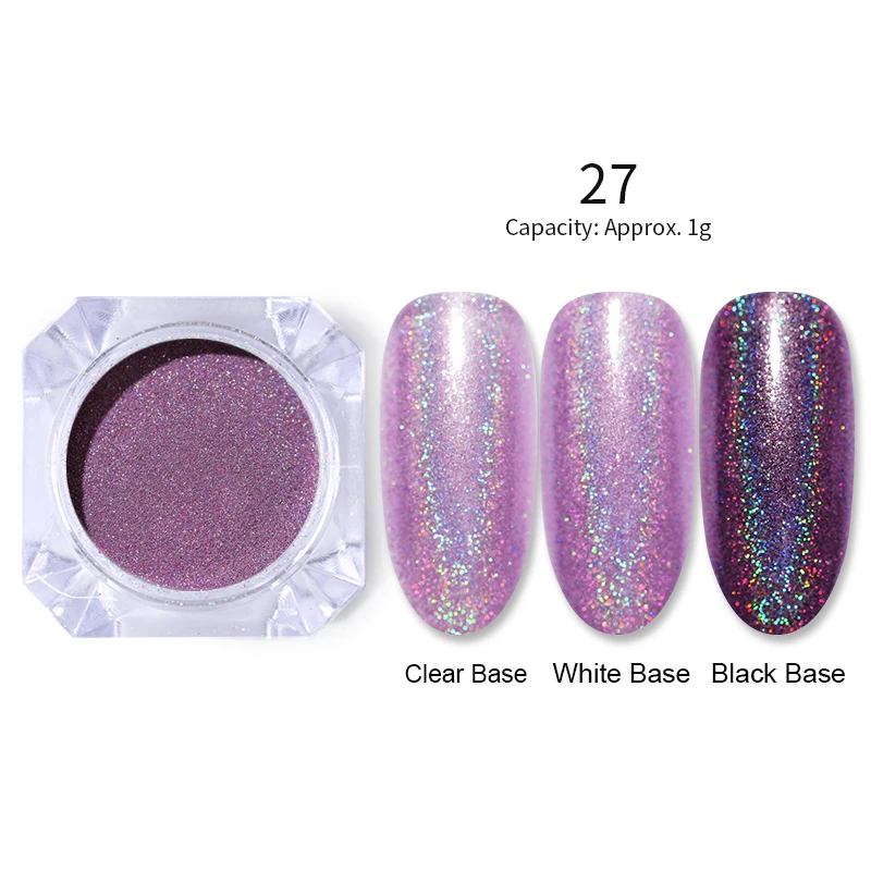Holographic-1g BORN PRETTY Neon Mirror сверкающая голографическая пудра ультра-тонкий дизайн ногтей Блестящий порошок хромового пигмента пыль чистый цветной гель для ногтей - Цвет: Holographic-1g