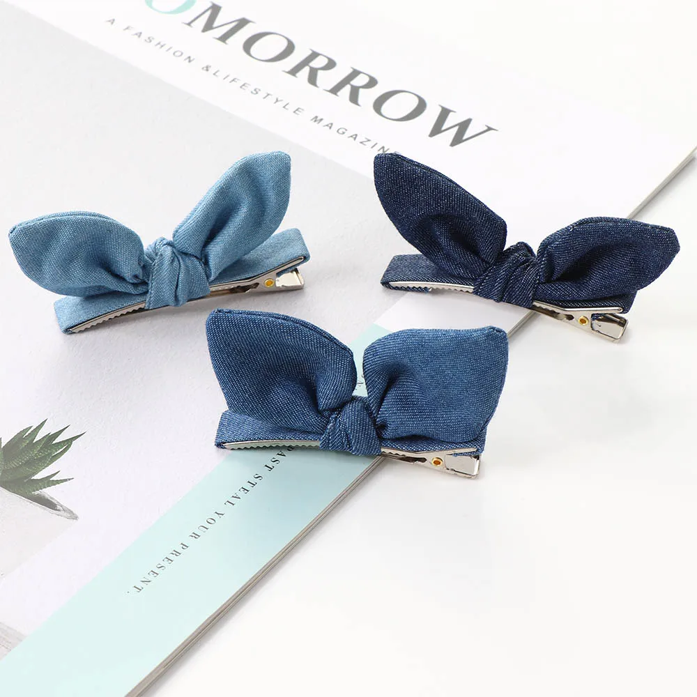 Корейская джинсовая ткань ручной работы с кроличьими кошачьими ушками заколка