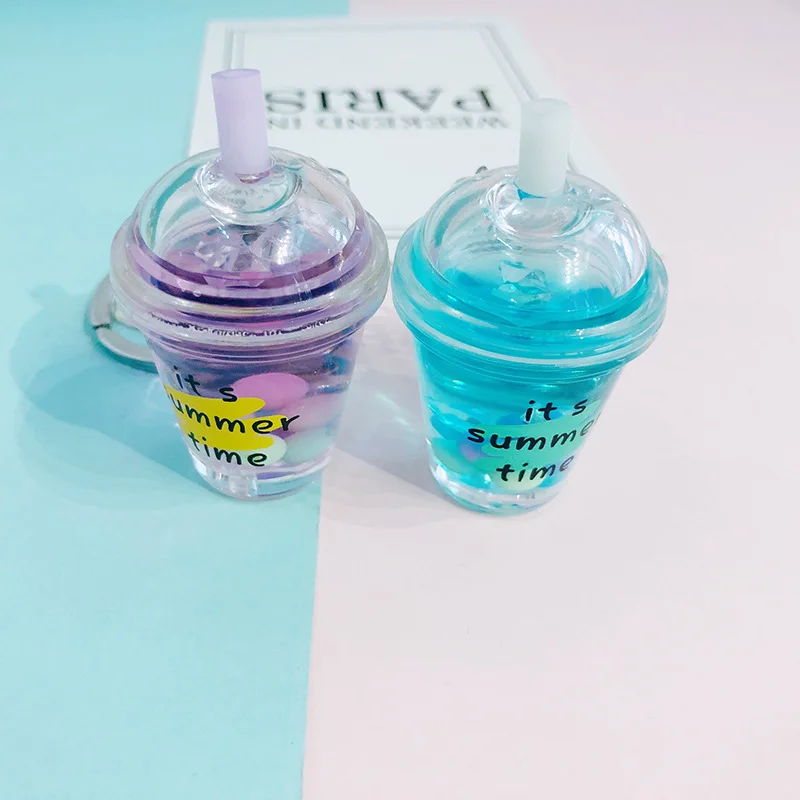 Новый движущийся брелок с жидкостью милый искусственный жемчуг молочный чай