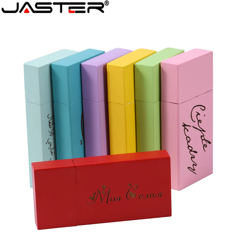 JASTER USB 2 0 логотип индивидуальный деревянный цветной блок флеш-накопитель