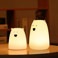 cute bear led night light decoracion lampara de noche ddormitorio baby kids bedside lamp silicone touch sensor tap control