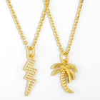 Ожерелье женское FLOLA с молнией и пальмовым деревом, с золотыми вставками