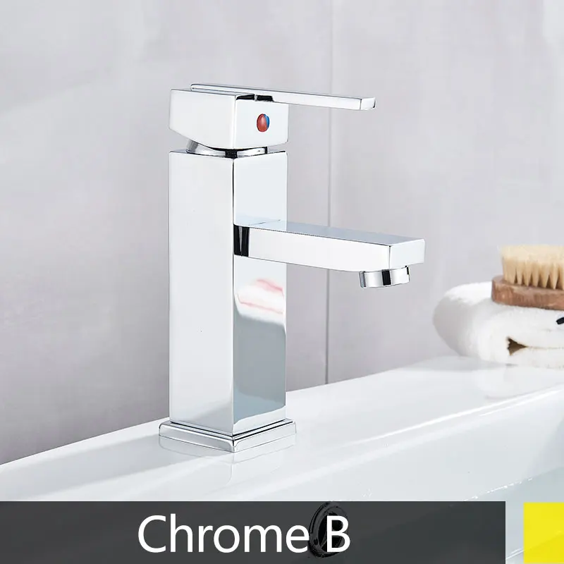 Chrome B Черный белый матовый золотой кран из нержавеющей стали кран для ванной комнаты Смеситель для горячей и холодной воды кран для раковины - Цвет: Chrome B