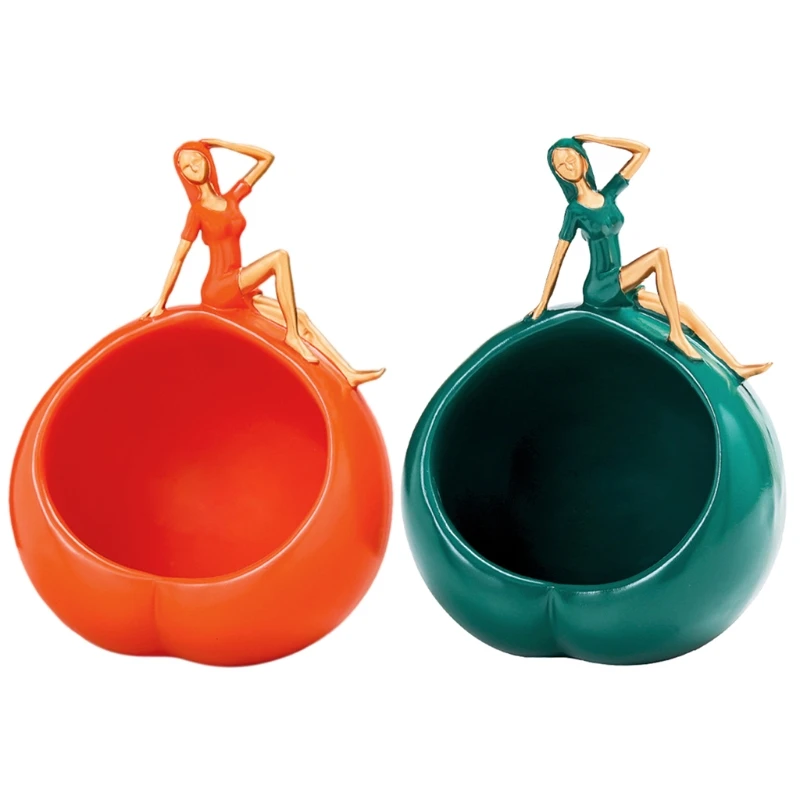 

Creative Modern Lady Key Storage Bowl Resin Candy Dish Art Snack Jewelry Holder Home Living Room Bedroom Table Ornaments Desk