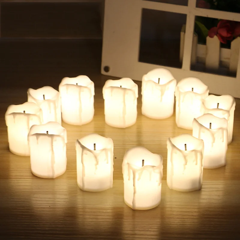 

24pcs LEDCandle Button Battery Lamp Tea Light Simulation Color Flameless Flashing Home Wedding Birthday Party Decoration Candles