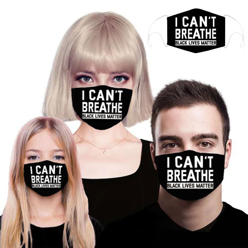 

I Can Not Breathe Customized 3D Print Mask Reusable PM2.5 Filter Anti Dust Anti Flu Face Mouth Protective Masks for Women Men