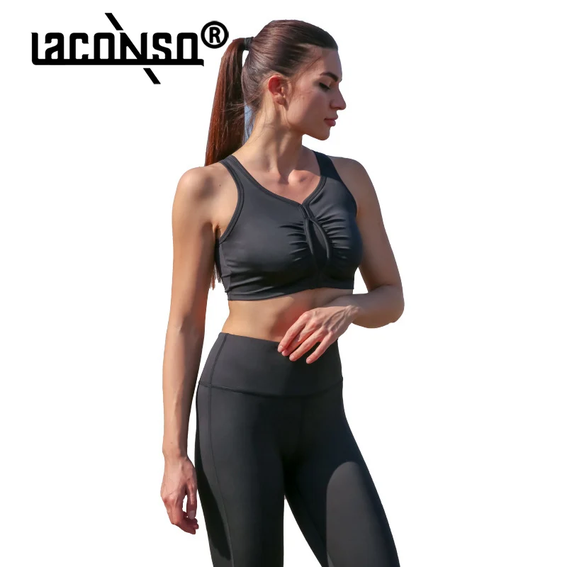 LACONSO Women's Set Clothing Suit Sports Leggings Gym Outfit Yoga Outfit Top With Bra Sportswear Summer Female 2-Pieces Fashion