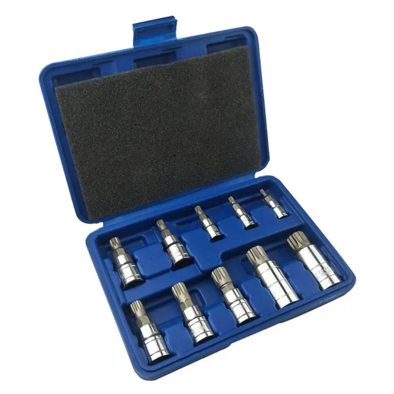 

10Pcs Twelve Angle Sleeve Torx Bits Screwdriver Socket Woodworking Drill Tool