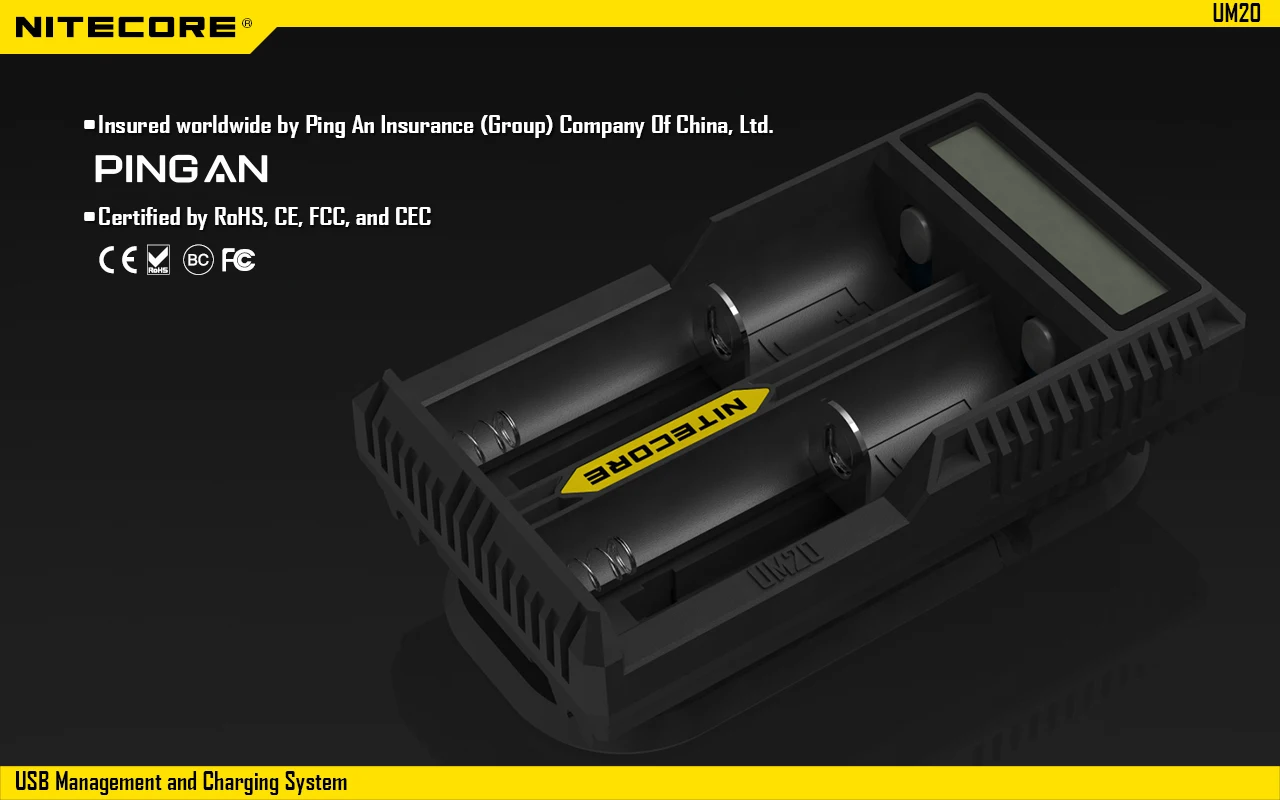Nitecore UM2 UM4 ЖК-дисплей QC2.0 USB зарядное устройство UM10 UM20 18650 18350 16340 14500 анти короткая схема литий-ионная батарея зарядное устройство s
