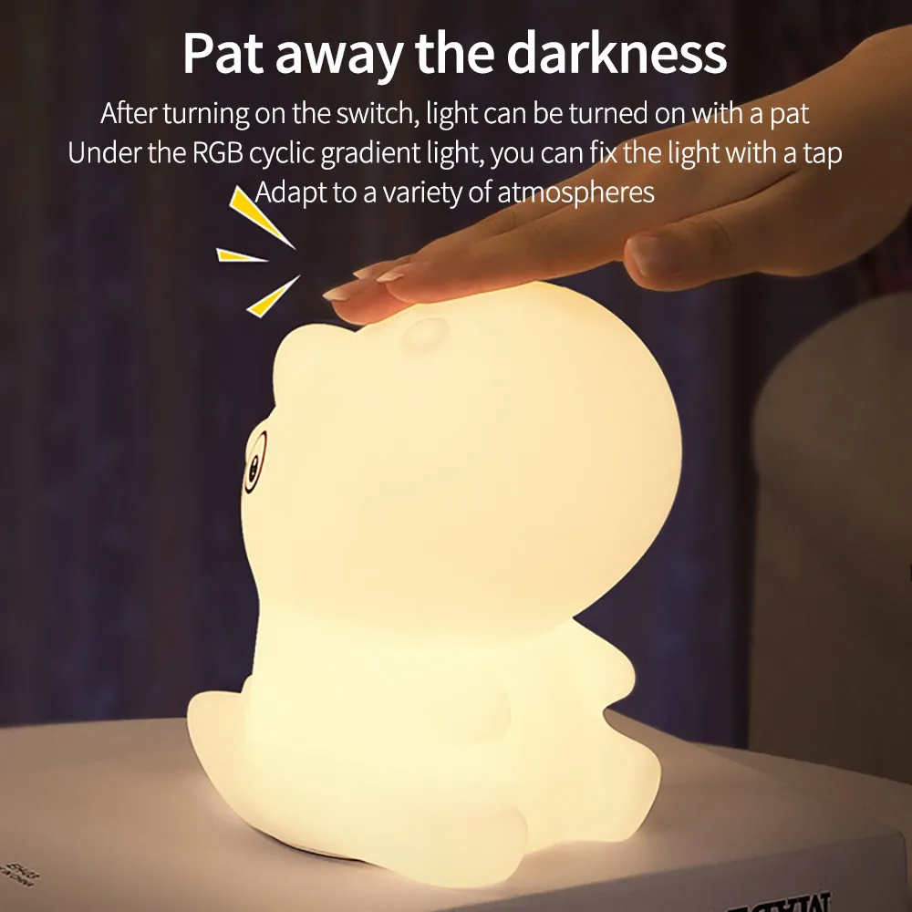 

Led Dinosaur Animal Soft Night Light Lamp Baby Kids Lamp Decoration Home Decor Cute Colorful Bedside Table Lamp Xmas Gifts