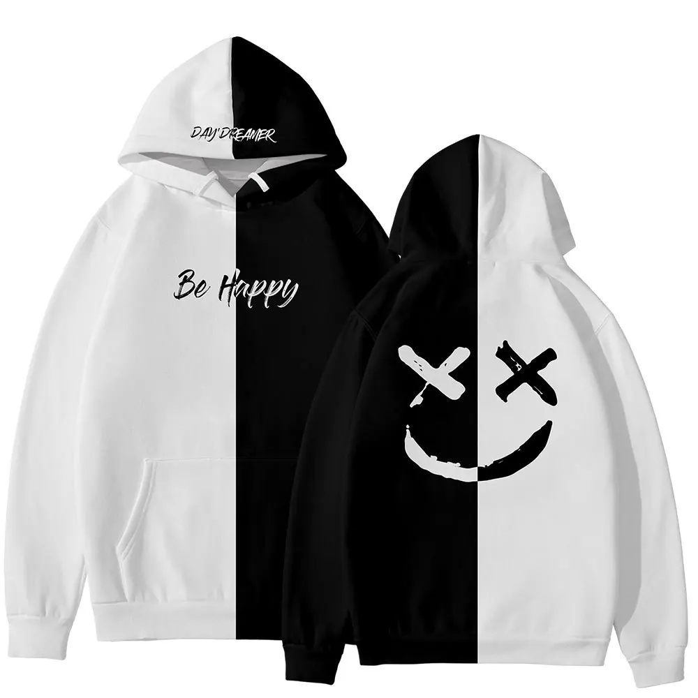 Модные Be Happy рисунок со смайликом толстовки с капюшоном и принтом для женщин/для