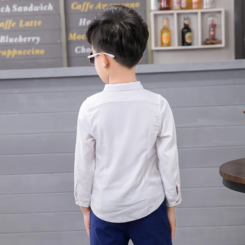 

kids boys shirts spring autumn formal uniforms children long sleeve solid tops black/white for school boys 2-10 years dwq670