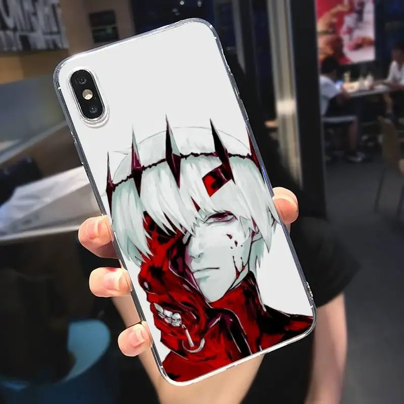 

Anime Manga tokyo ghouls pattern Phone Case Transparent for iPhone 6 7 8 11 12 s mini pro X XS XR MAX Plus