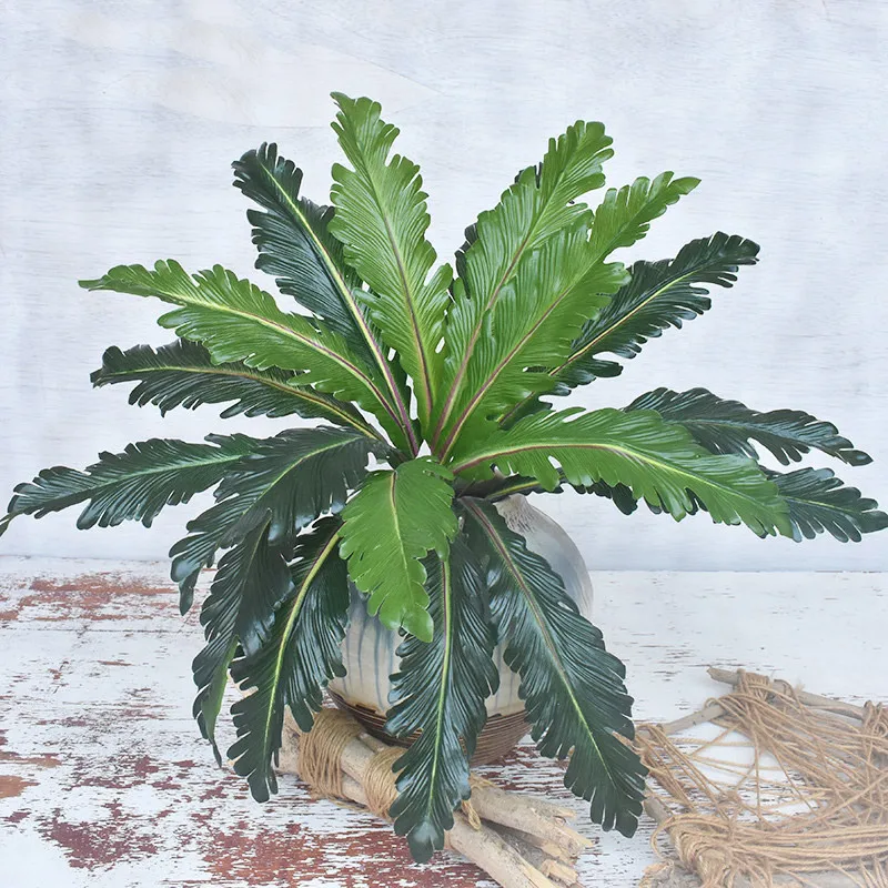 50cm 18 Heads Artificial Palm Plants Tropical Persian Leaves Plastic Fern Grass Bouquet Plants Wall Foliage Potted Tree for Room