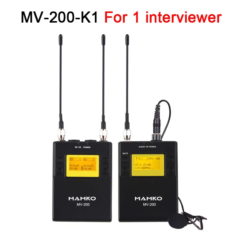 MV-200-K1 MAMKOMV-200 UHF беспроводной микрофон система для камеры iphone Смартфон интервью видео петличный нагрудный микрофон для Canon Nikon DSLR - Цвет: MV-200-K1