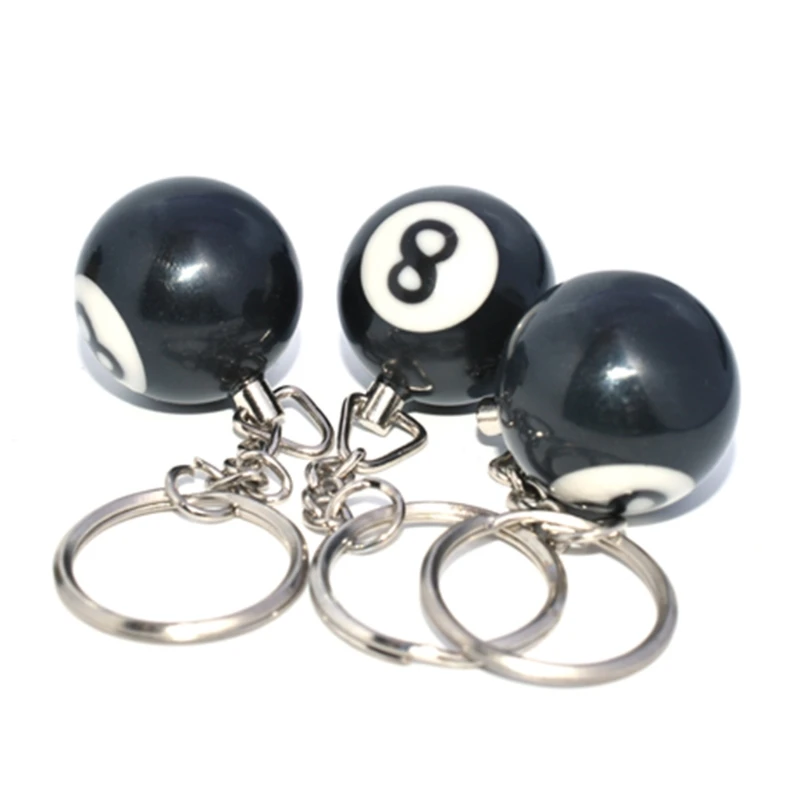 

16pcs/set Mini Billiards Shaped Keyring 25mm Resin Billiard Ball Keychain Black 8 Fashion Hanging Decorations