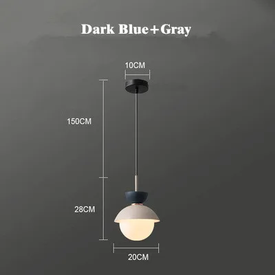 Dark Blue Gray Креативная Подвесная лампа в скандинавском стиле для спальни, цветная лампа для ресторана, столовой, детской комнаты, Подвесная лампа для кафе, бара, магазина, осветительная арматура - Цвет корпуса: Dark Blue Gray