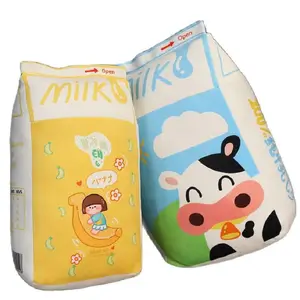 Мультяшная плюшевая игрушка-подушка из коровьей бутылки с молоком, Мягкая Клубника, банан, фрукты, молоко, большая подушка-обнимашка, диванная подушка для детей, девочек