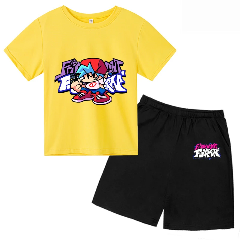 

Children's Suit Friday Night Funkin T-Shirt +Pant Boy Tshirts Girl Hip Hop Tops Tees Camiseta Boys Clothing Children T shirt