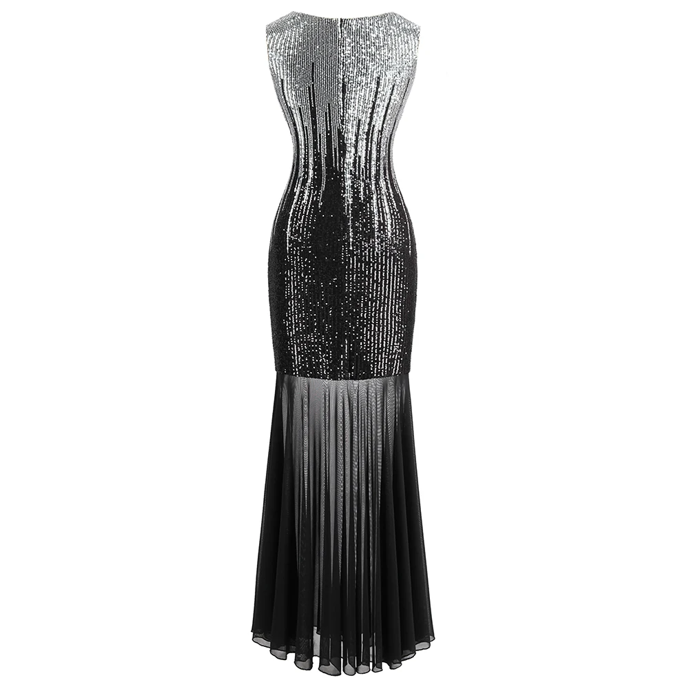 Angel-Fashion женское Прозрачное платье с круглым вырезом и блестящими пайетками