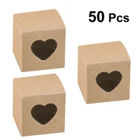 50pcs square kraft paper box with window chocolate candy boxes transparent heart shape pvc window cupcake boxes wedding party