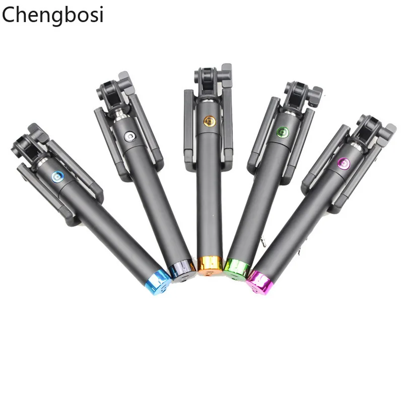 Mini Selfie Stick Selfy Handheld Extended WIRED Monopod Portrait Taker Video Recorder UNIVERSAL FIT with IOS Android Smartphones |