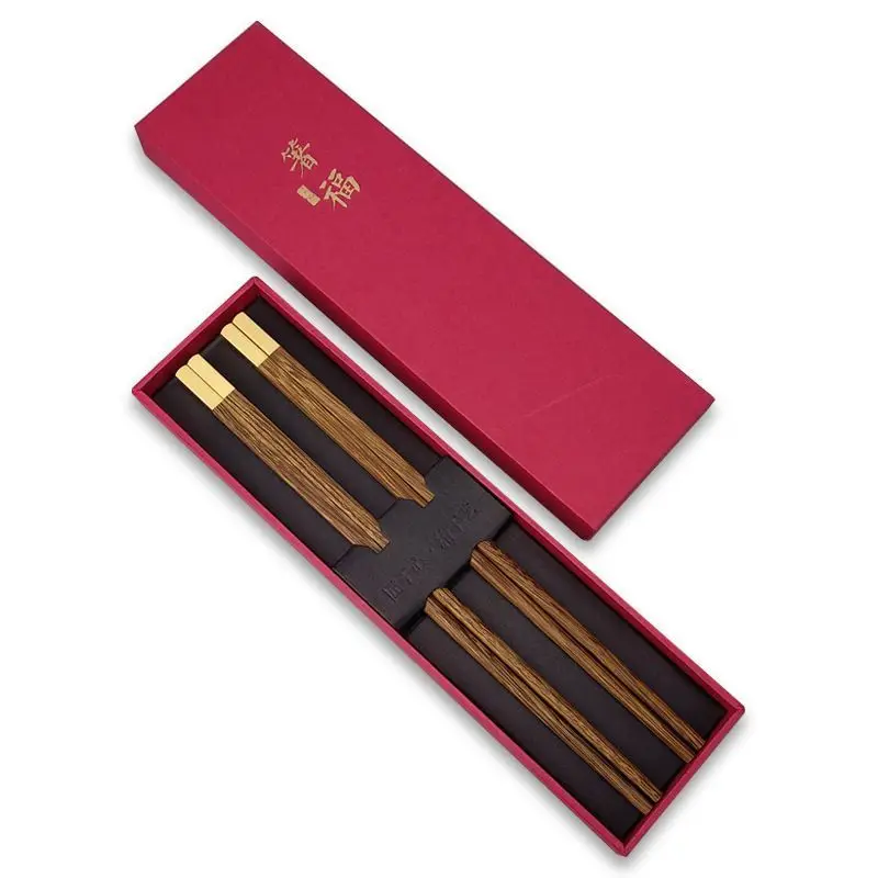 

2 Pairs Gift BOX Household High-grade chopstick Natural Wood Couples Wooden Mahogany Reusable Tableware Sushi Chopsticks Gifts