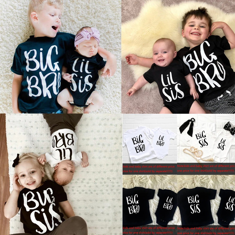 

Sibling Set Big Brother Little Sister Sibling Clothes Children's Gift Big Bro Lil Sis Brother Sister TShirt Baby Gift Clothes