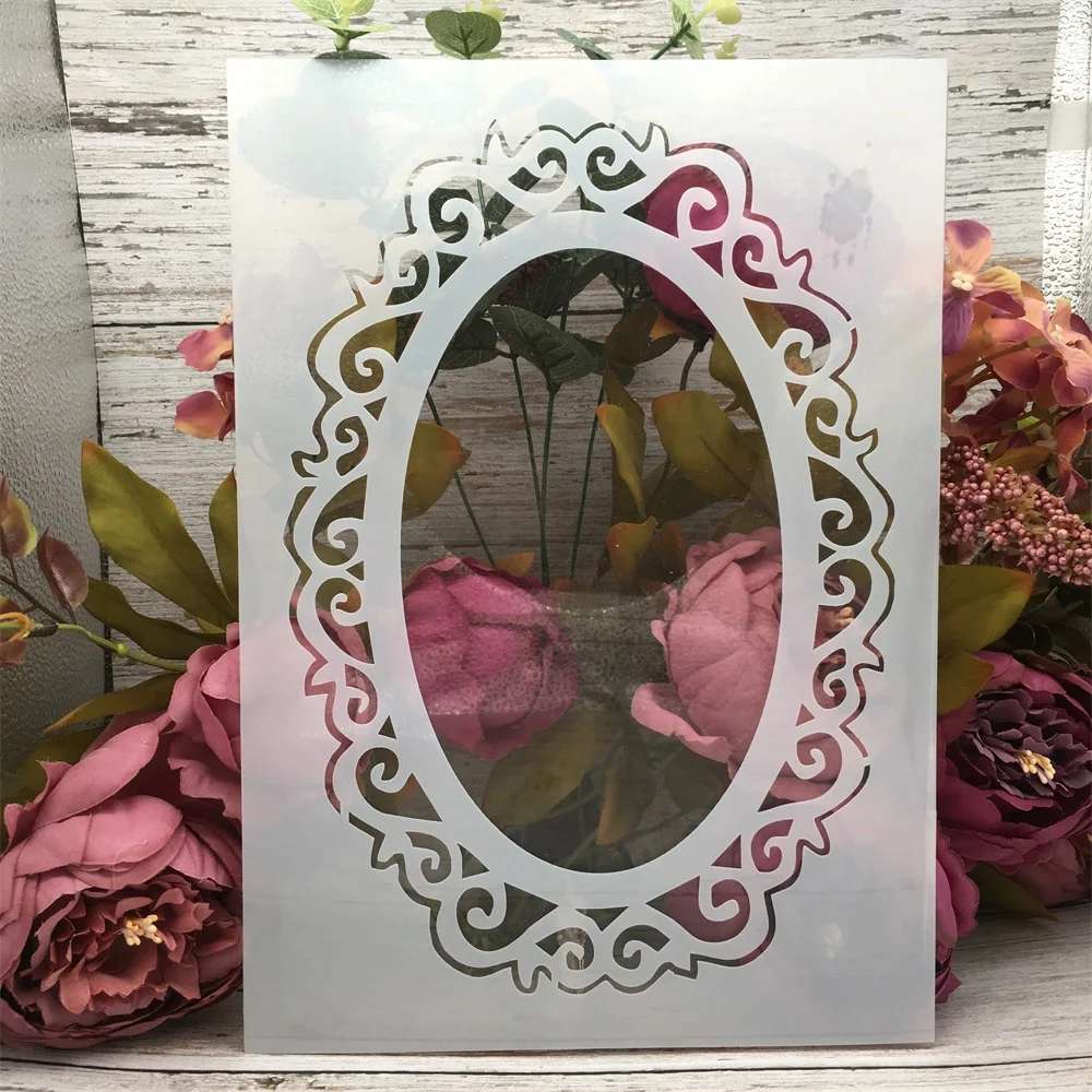 

29*21cm A4 Mirror Oval DIY Layering Stencils Wall Painting Scrapbook Coloring Embossing Album Decorative Template