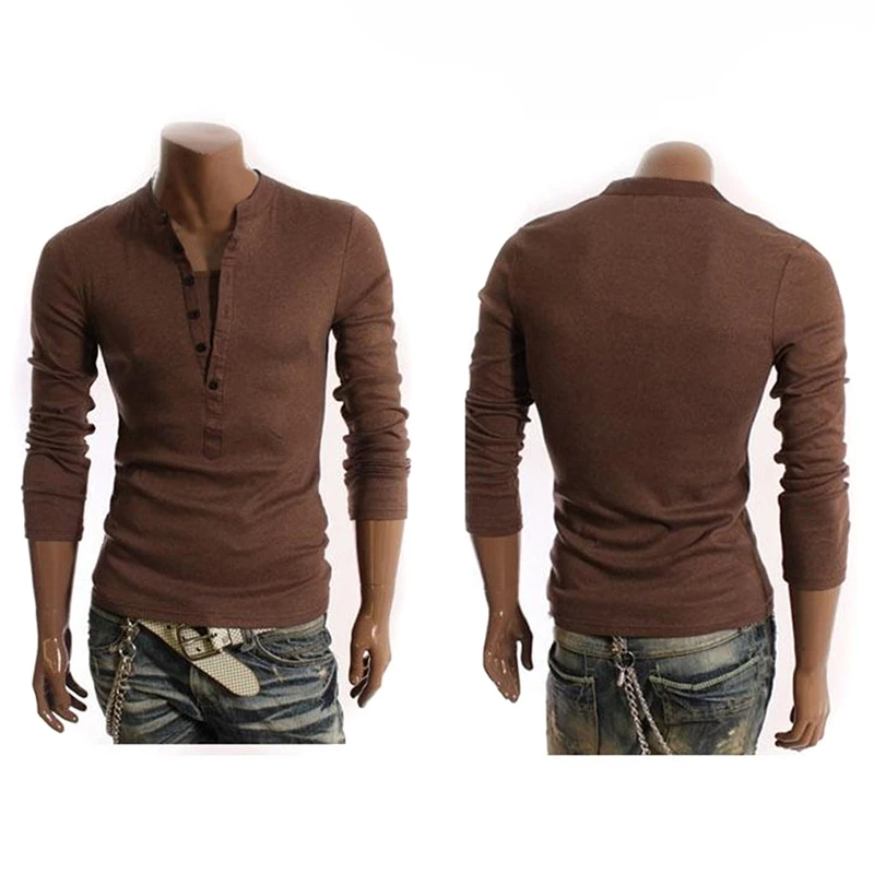 2020 модная мужская футболка хлопковая с длинным рукавом Мужская Однотонная Топы И