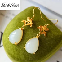 kissflower er336 fine jewelry wholesale fashion woman girl mother birthday wedding gift bird water drop 24kt gold drop earrings