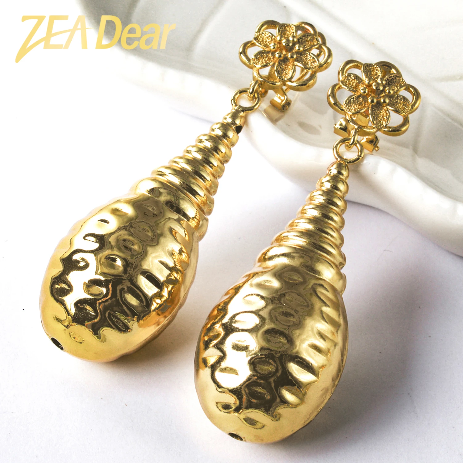 ZEADear-pendientes colgantes de cobre para mujer, aretes de oro plantados, estilo ligero, clásico, de alta calidad, para uso diario