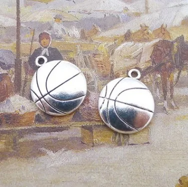 

Charm for making jewelry 3pcs 18x22mm antique silver color basketball charms