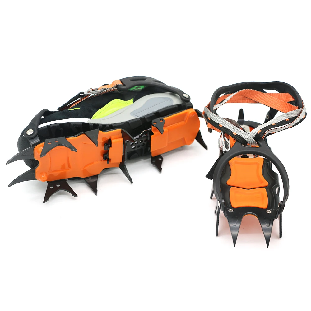 

14 Teeth Ice Crampons Winter Snow Boot Shoes Ice Gripper Anti-skid Ice Spikes Snow Traction Cleats Outdoor Sports steel TPU