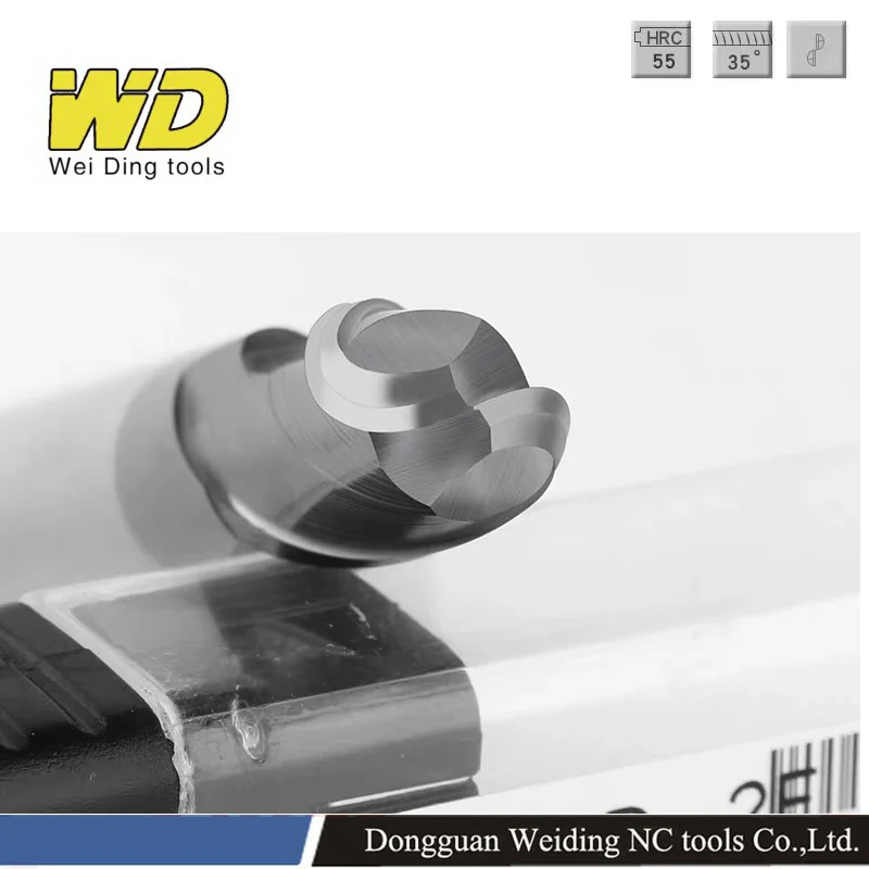 R0.5 R1 R2 R3 R4 R5 R6 2 Flutes Ball Nose Cutting tools Tungsten carbide End Mill CNC Router Bit HRC55 Milling Tool |