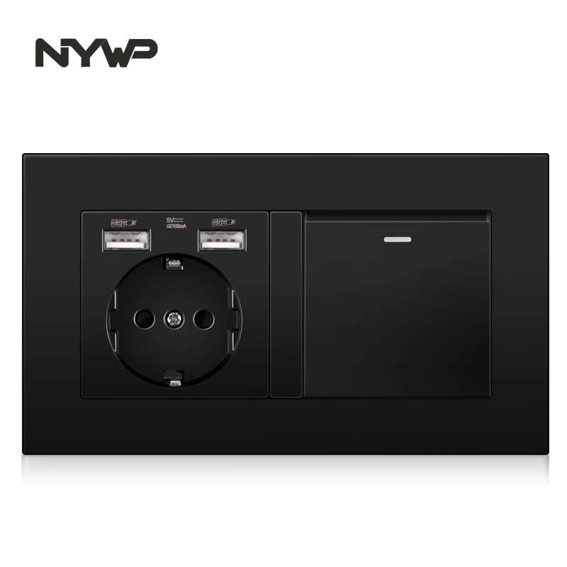 Nywp socket with toggle switch 220v 16a wall usb 146*86 pc panel light 1gang 1/2/3way output | Обустройство дома