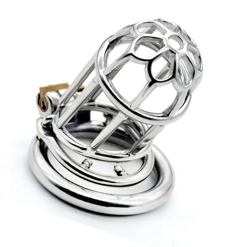 

Stainless Steel Male Chastity Cage Metal Men's Locking Belt Restraint Device 219 Cock Ring Chastity