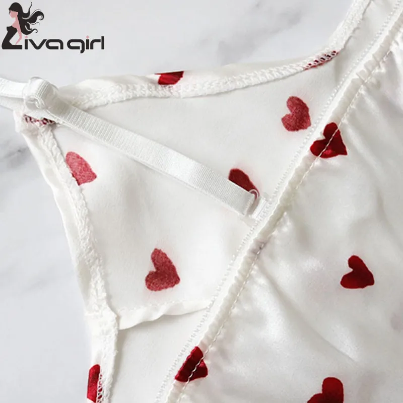 Сексуальная Женская одежда для сна атласная кружевная пижама с принтом в виде