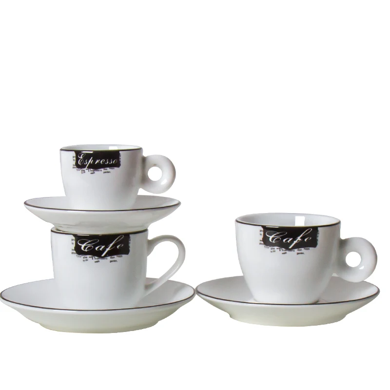 Набор фарфоровых кофейных чашек для эспрессо с блюдцем три размера|Чашки и