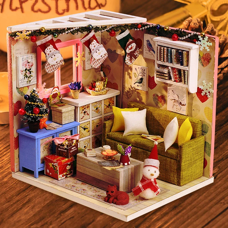 CUTEBEE кукольный дом Миниатюрный DIY кукольный домик с деревянная мебель для дома игрушки для детей рождественские подарки