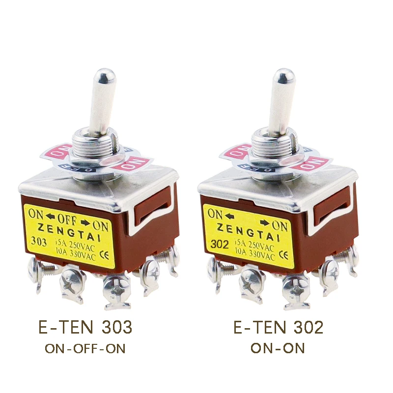 

1pcs 3PDT On/Off/On 3 Postion 9 Screw Terminals Toggle Switch AC 250V 15A E-TEN 303 E-TEN 302